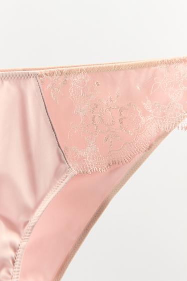 CONTRAST EMBROIDERED BRIEFS - Chalk pink by Zara - Image 5