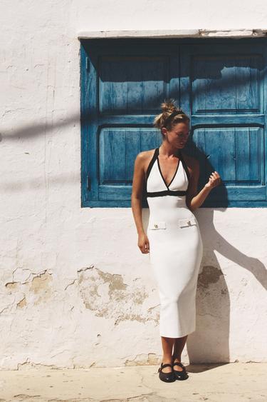 HALTER-KLEID MIT STRETCH-CONTOURING - Weiß von Zara - Bild 0