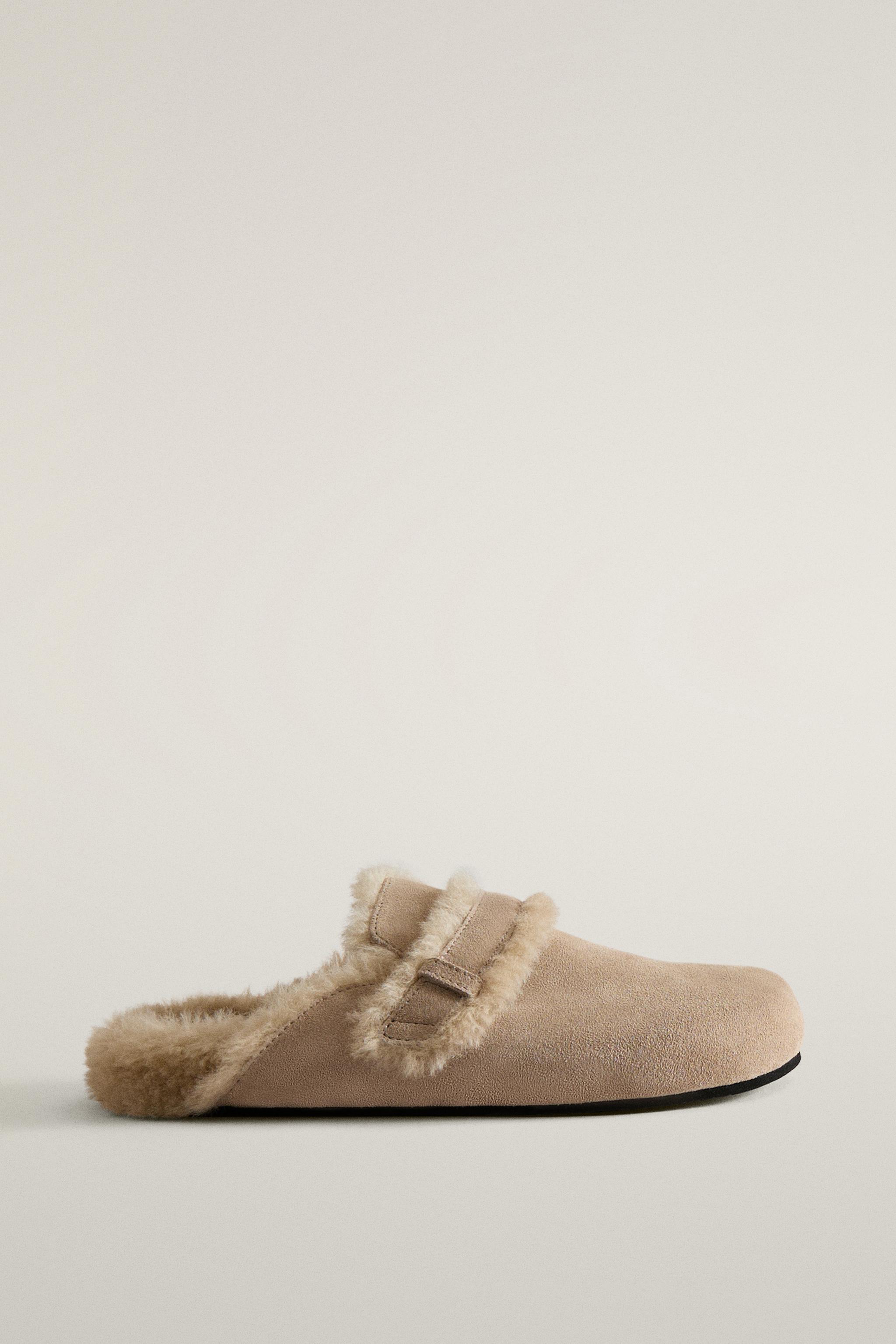 WARM LEATHER MULE CLOGS - Taupe Gray | ZARA United States