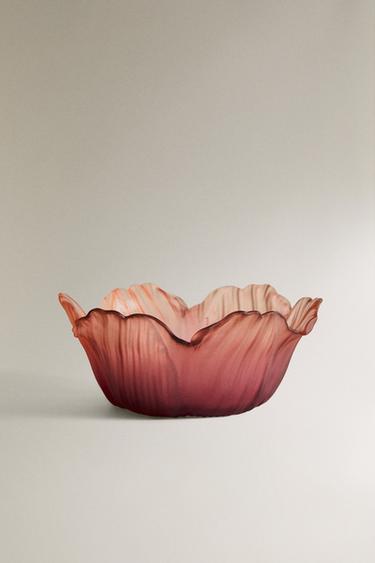 Zara GLASS FLOWER BOWL - Pink - Image 0