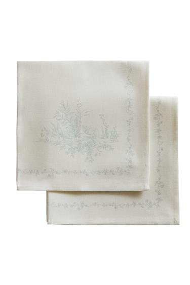 Zara TOILE COTTON NAPKIN PACK (PACK OF 2) - Greenish