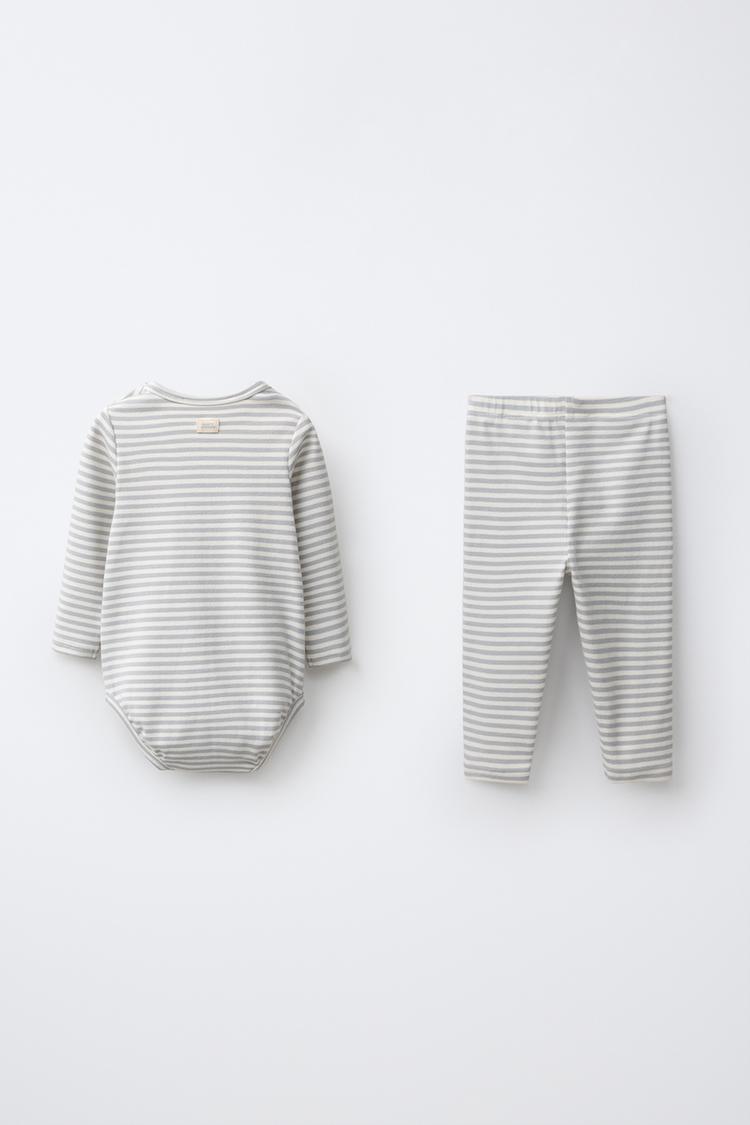 Set de body y leggins con etiqueta a rayas 2