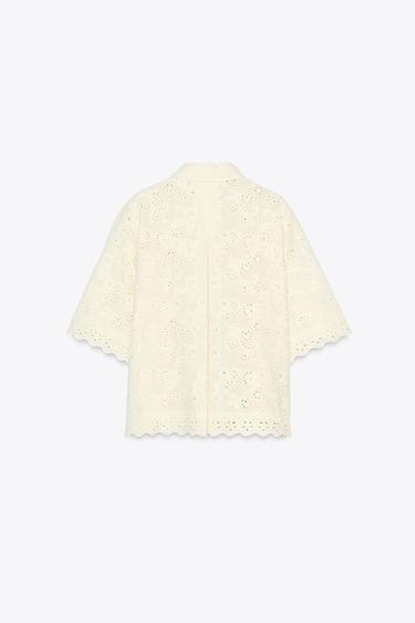 ZW COLLECTION SHIRT WITH CUTWORK EMBROIDERY - Ecru by Zara - Image 5