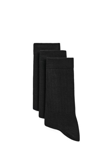 CALCETINES RIB BÁSICO PACK 3 - Negro de Zara