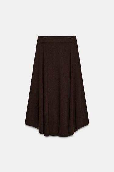 FALDA 100% LANA CINTURA ELÁSTICA - Chocolate de Zara