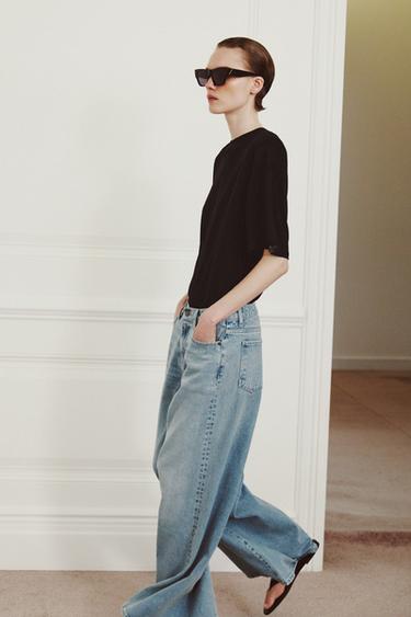 FLOWING T-SHIRT WITH SHOULDER PADS - Black by Zara - Image 2