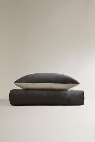 LINEN COTTON QUILT - Dark grey by Zara - Image 0