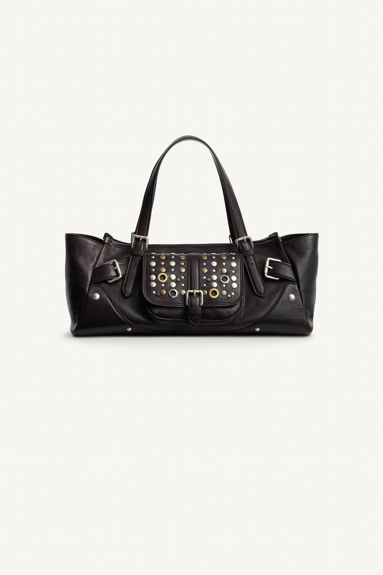 Bolso de hombro piel tachas limited edition