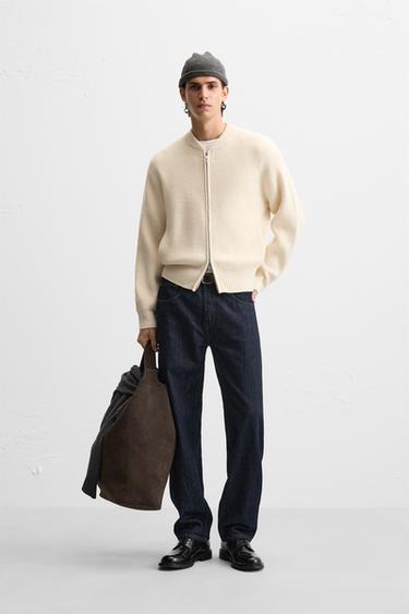 ZIP-UP KNIT JACKET - Ecru by Zara - Image 0
