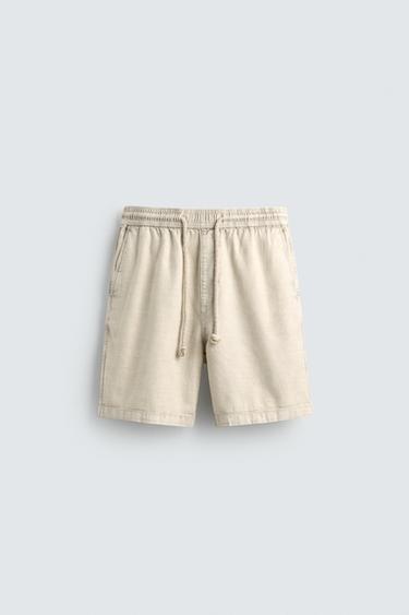 FADED RELAXED FIT BERMUDA SHORTS - Stone by Zara