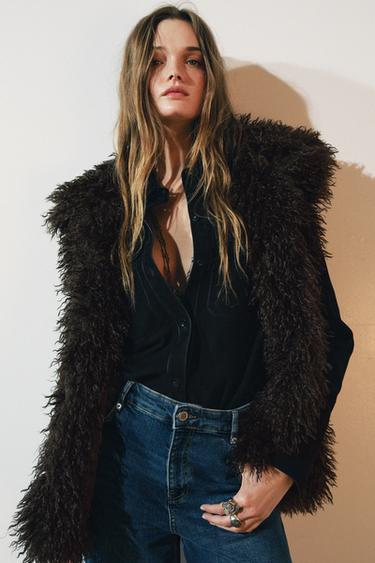ZW COLLECTION SUEDE LEATHER SHIRT - Black by Zara - Image 1