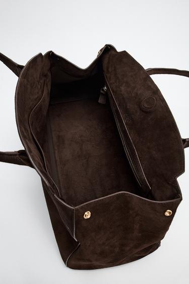 SPLIT SUEDE SHOULDER BAG - Chocolate by Zara - Image 4