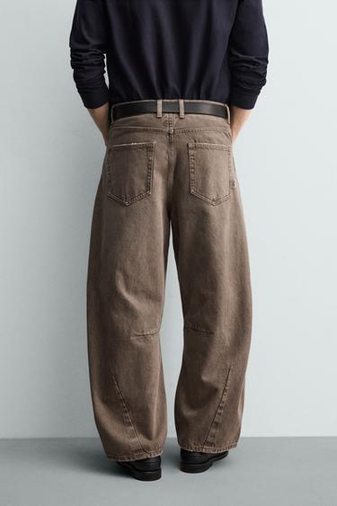 BARREL FIT TROUSERS - Brown by Zara - Image 2
