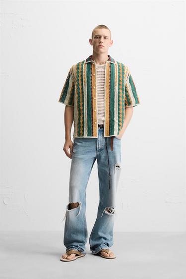 Zara 鉤針結構襯衫 - 綠色 - 圖片 0