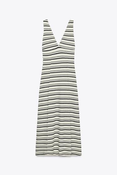 RUSTIC MIDI DRESS - Ecru / Black by Zara