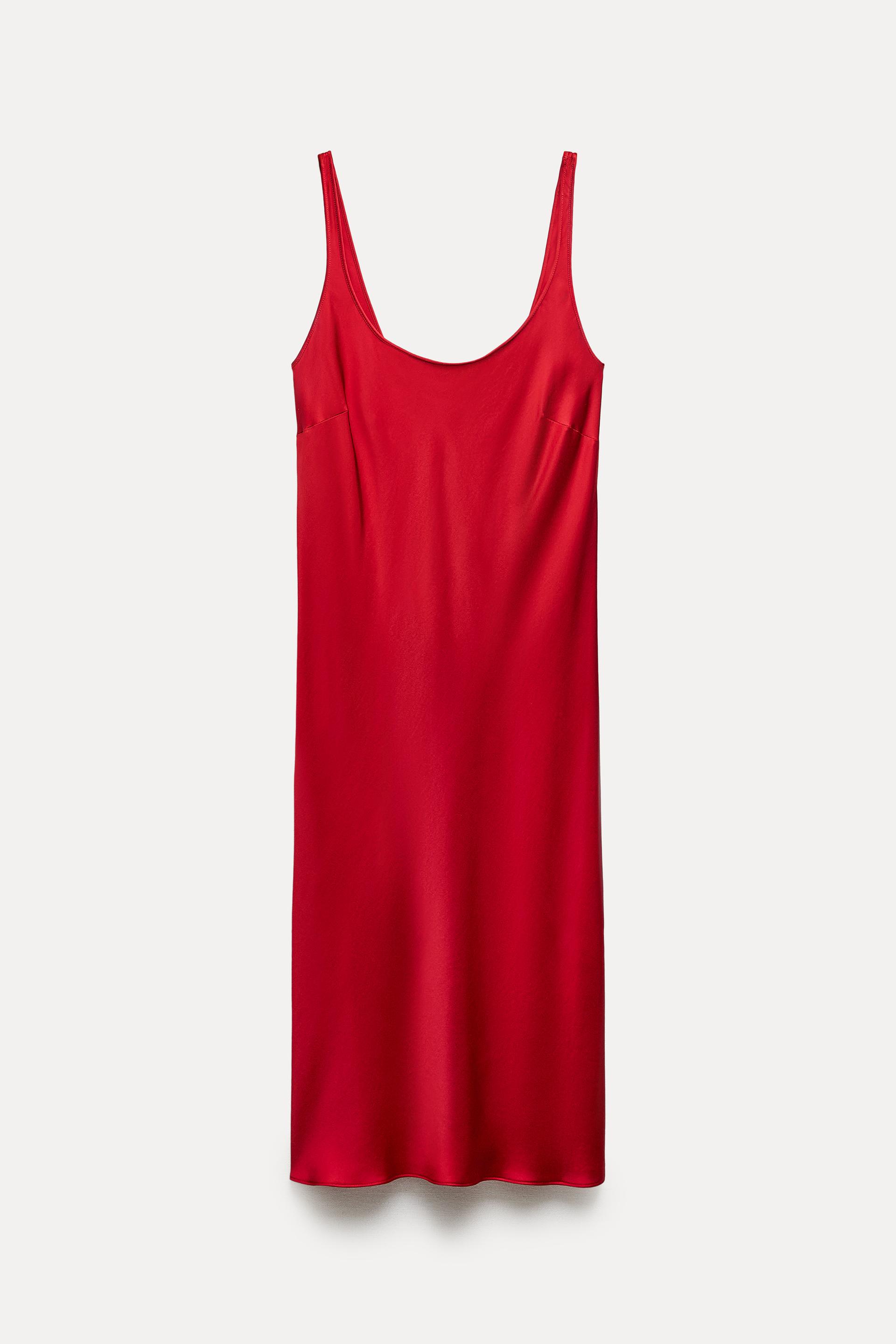SATIN EFFECT DRESS ZW COLLECTION - Red