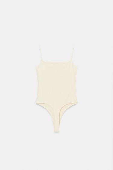 BODY SLIM À BRETELLES - Blanc cassé de Zara - Image 3