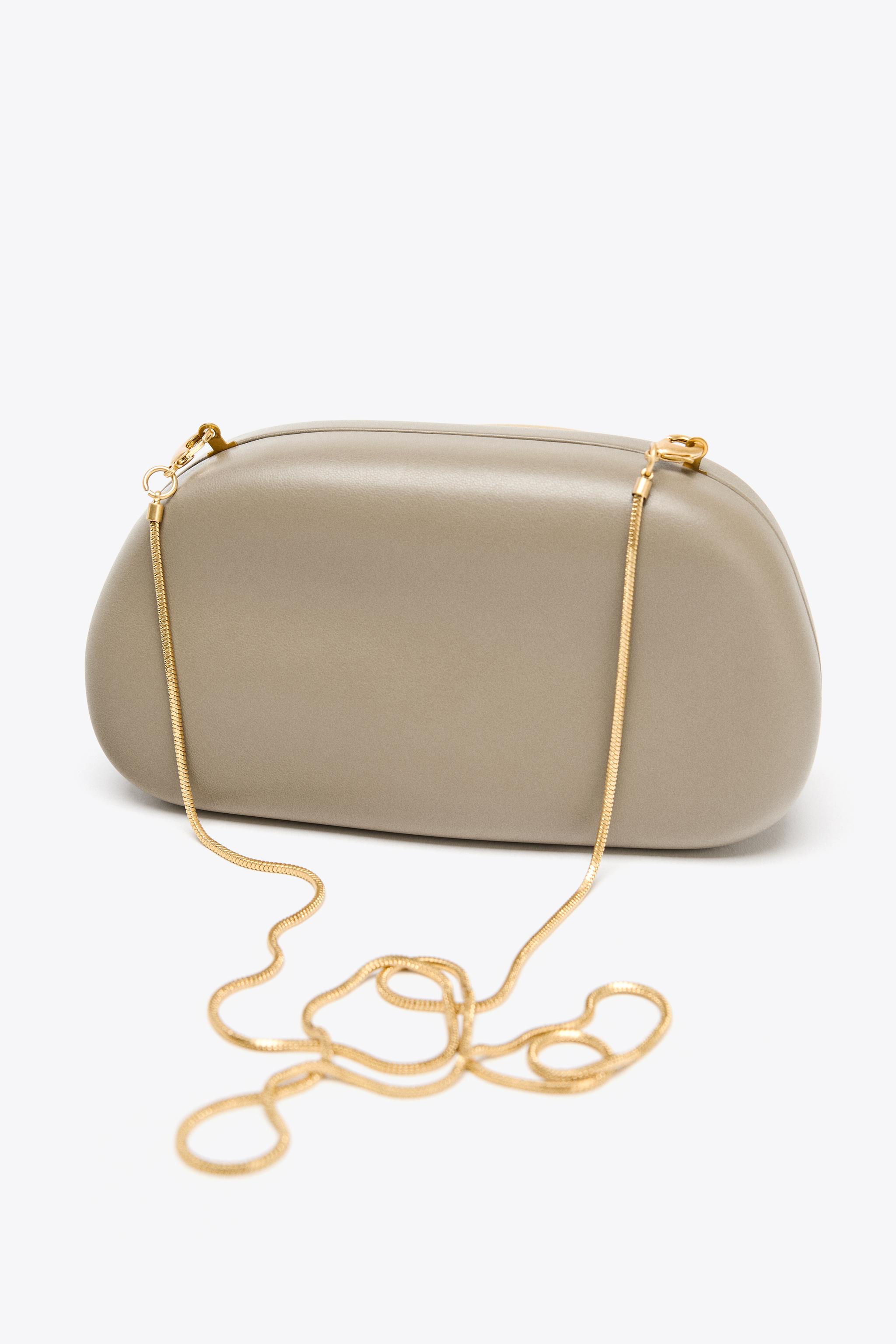 Bolso Clutch Bolso Caja Zara BOLSO CAJA CIERRE DORADO Gris Topo