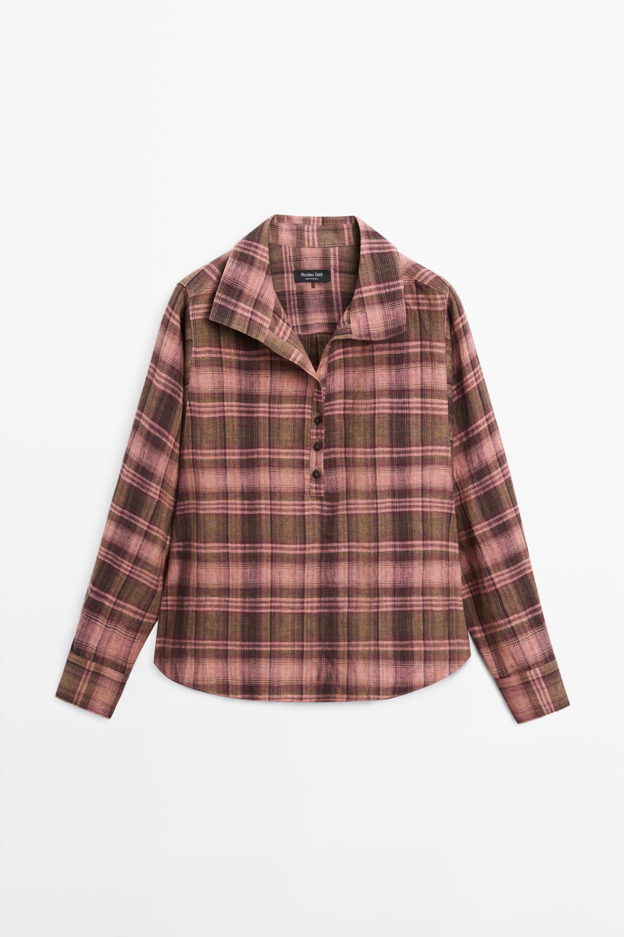 Flowing 100% linen check shirt