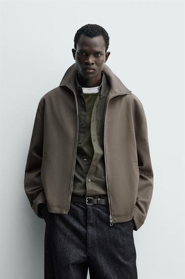 TWILL TEXTURED OVERSHIRT - Brown / Taupe by Zara