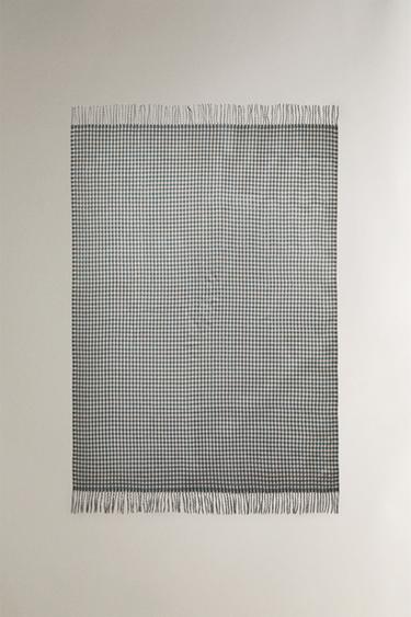 CHECK THROW WITH FRINGING - Duck blue by Zara