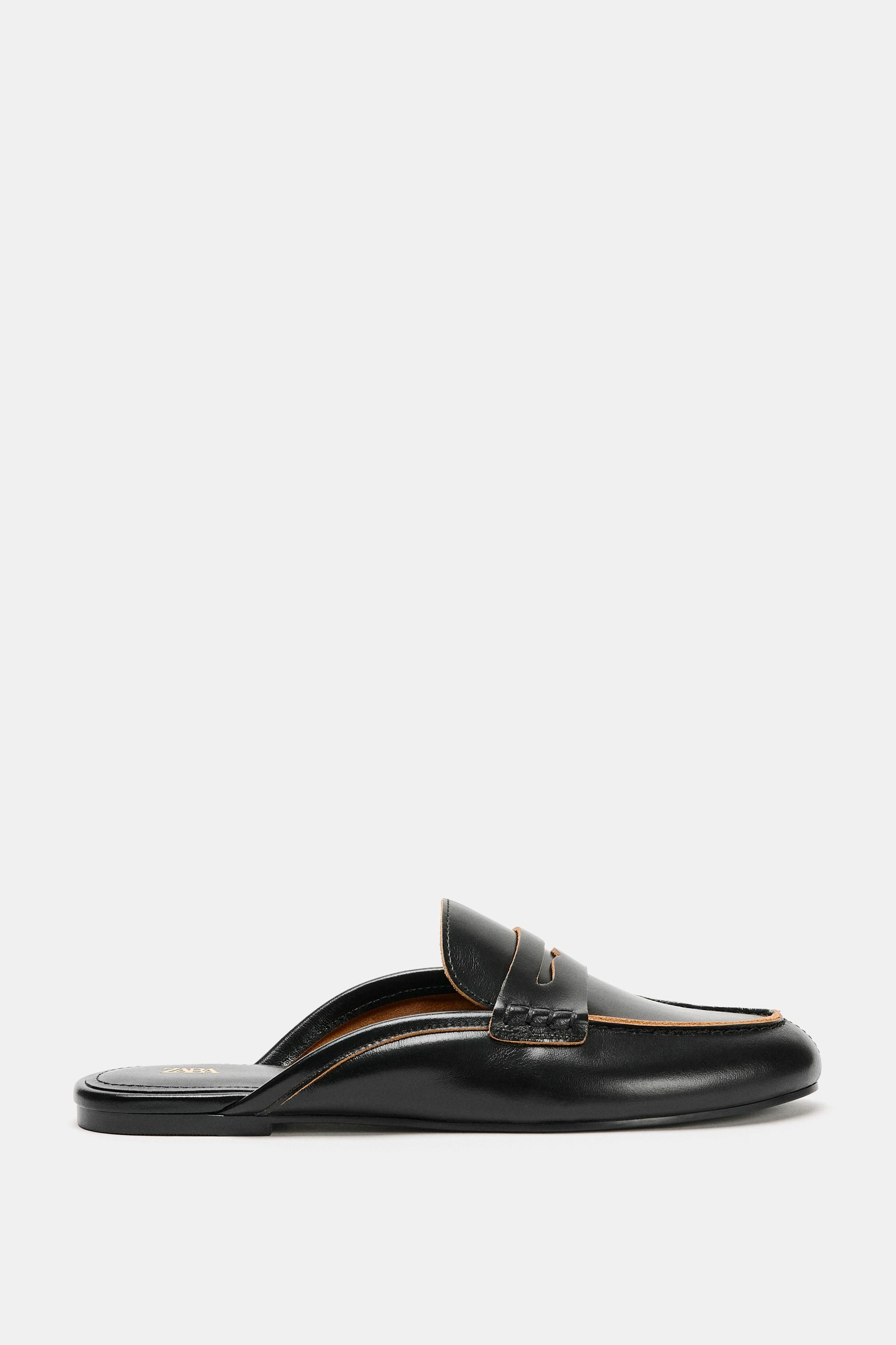 LEATHER SLINGBACK LOAFERS