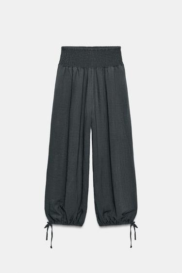 بنطلون BAGGY بخصر مطاطي - رمادي أنثراسايت by Zara