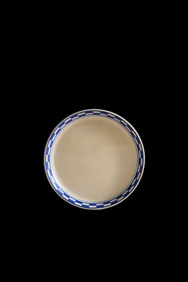 Zara CERAMIC SIDE PLATE WITH CHECKED RIM - Ecru