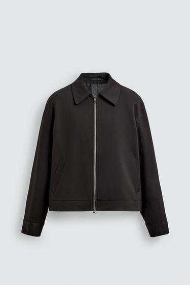 Zara REGULAR FIT ZIP-UP OVERSHIRT - Brown
