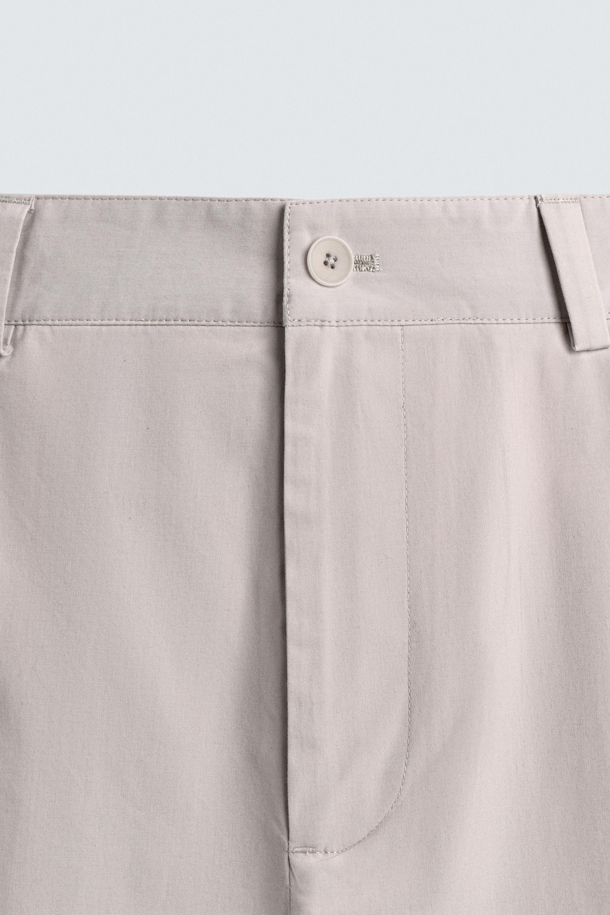PANTALON STRAIGHT FIT EN POPELINE À PLIS