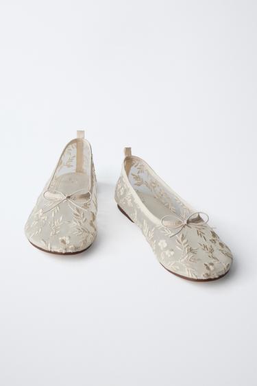 EMBROIDERED BALLERINAS - Ecru White by Zara - Image 2