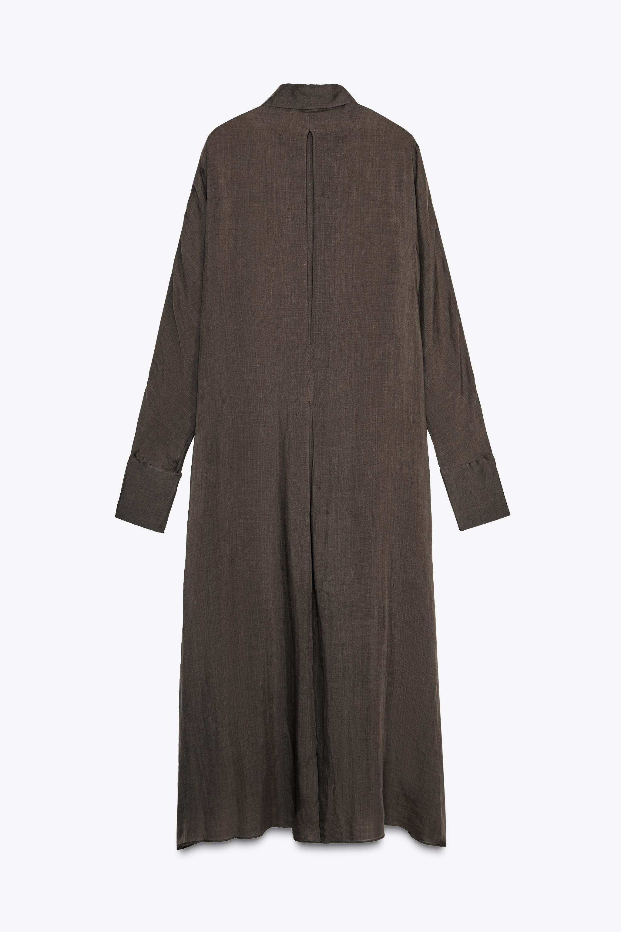 ZARA ラミーチュニックワンピース ZW COLLECTION 2183/053 ラミーチュニックワンピース ZW COLLECTION - ブラウン | ZARA
