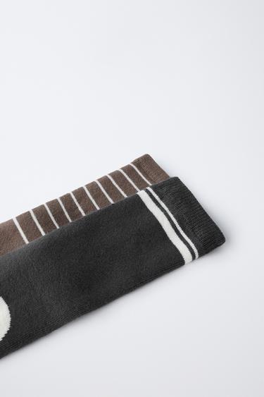 LOT DE DEUX PAIRES DE CHAUSSETTES ANTIDÉRAPANTES CITROUILLE ET TÊTE DE MORT - Marron de Zara - Image 1