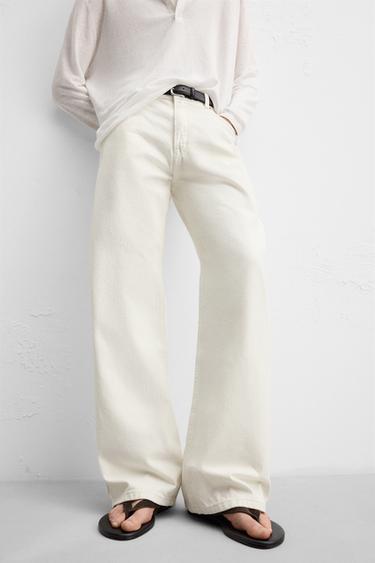 BAGGY FLARE FIT JEANS - Oyster-white by Zara - Image 4