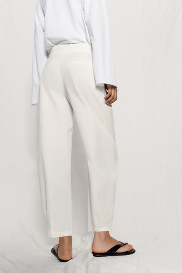 PANTALON PAPERBAG BALLON - Écru de Zara - Image 3