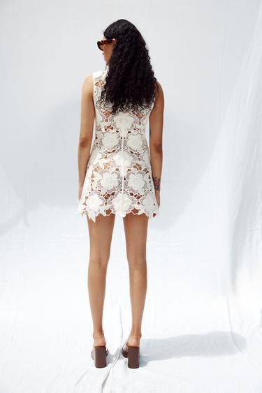 ROBE CROCHET FLEUR - Blanc de Zara - Image 4