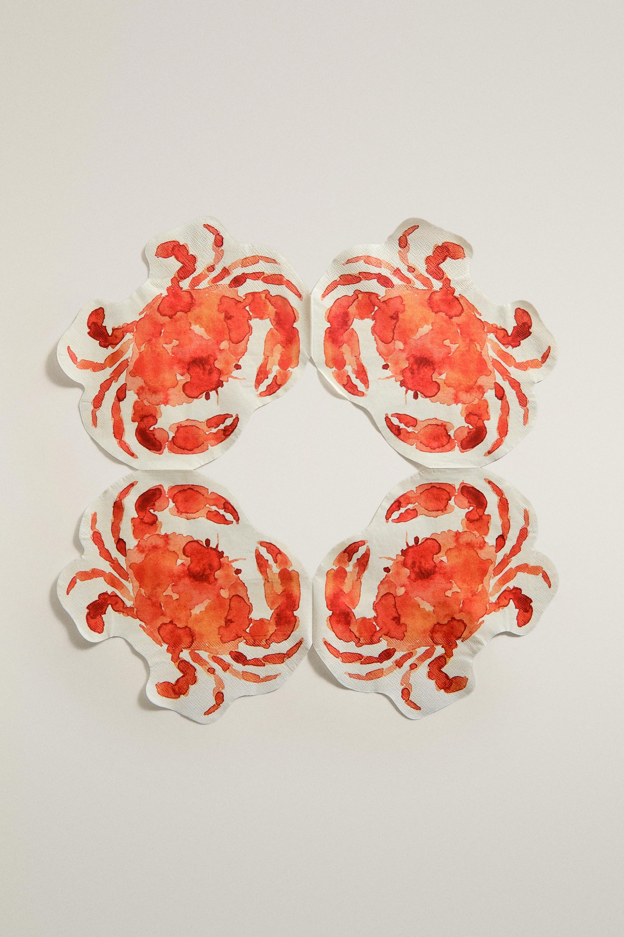 LOT DE SERVETTES DE TABLE EN PAPIER CRABE (LOT DE 20)