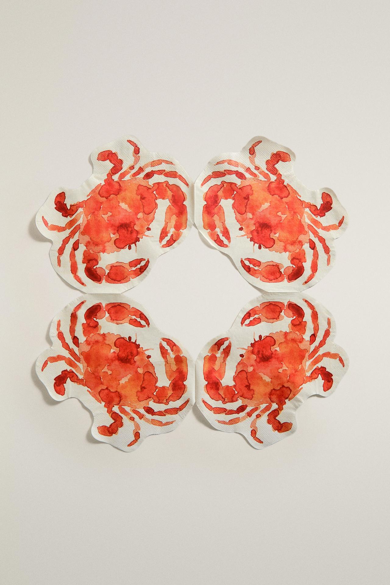 CRAB PAPER NAPKINS (PACK OF 20) — Orange