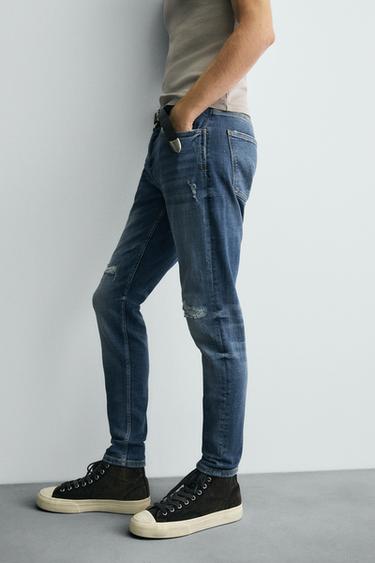 RIPPED SKINNY FIT JEANS - Mid-blue by Zara - Image 4