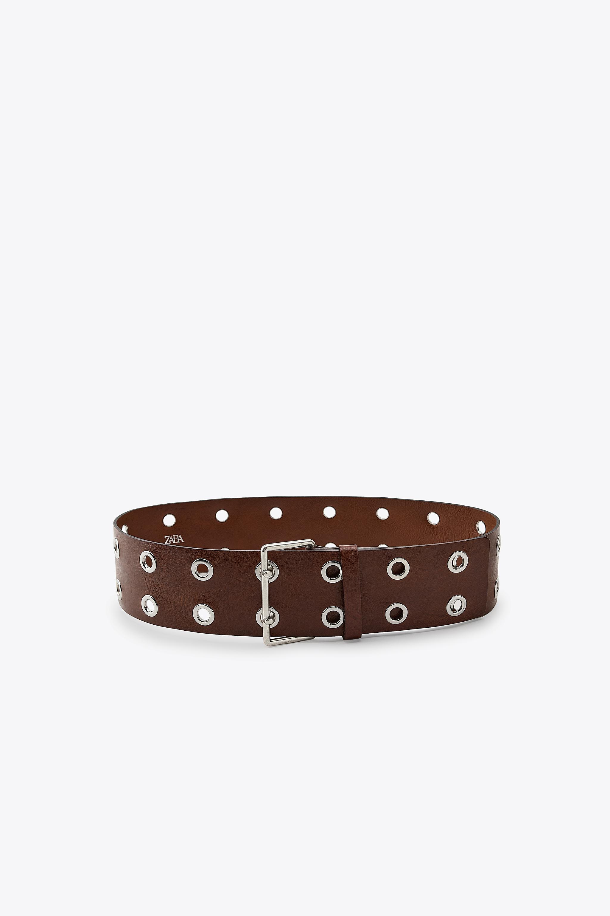 STUDDED LEATHER BELT - Brown | ZARA United States