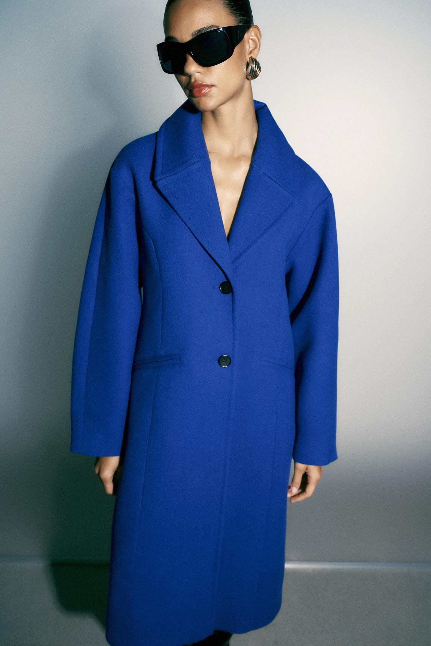 Женское пальто Zara Oversized Dropped Shoulder, цвет: Голубоватый — фото 2