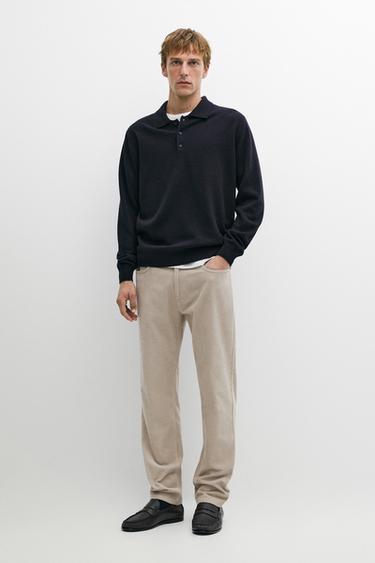 Corduroy tapered fit pants — Beige 1