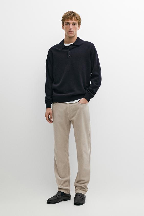 Pantalon tapered en velours côtelé - Beige de Zara - Image 0