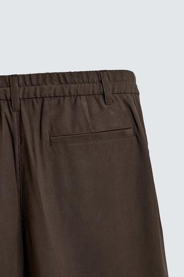 PANTALON FLUIDE COUPE DÉCONTRACTÉE À PLIS - Marron de Zara - Image 8