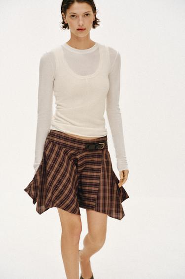 CHECK MINI SKIRT WITH BELT LOOP - Multicoloured by Zara - Image 4