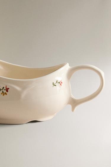 FLORAL PORCELAIN GRAVY BOAT - Cream by Zara - Image 4