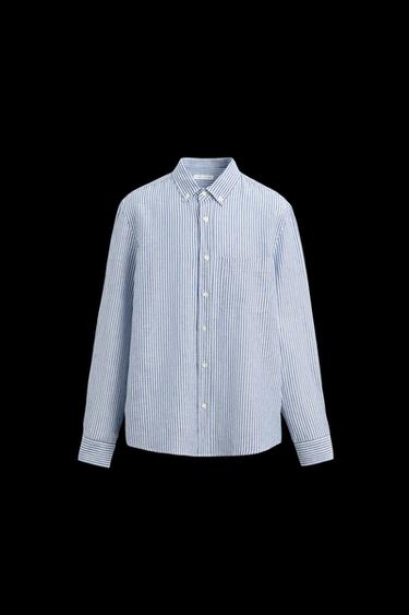 COTTON - LINEN SHIRT - Blue/White by Zara - Image 0