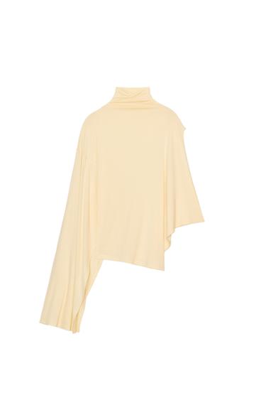 Zara ASYMMETRIC FLOWY TOP - Butter