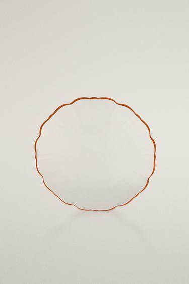 GLASS DESSERT PLATE WITH RIM - Orange by Zara