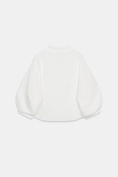 CHEMISE À MANCHES BOUFFANTES EN LIN - Blanc de Zara - Image 6